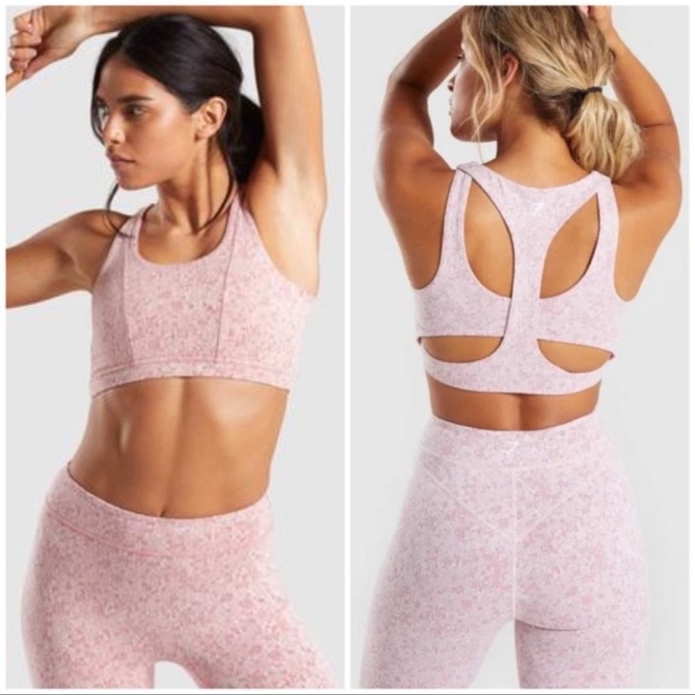 Gymshark Fleur Textured Layered Sports Bra - Dusty Pink